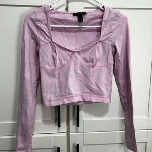 gaze Pink Long Sleeve Crop Top